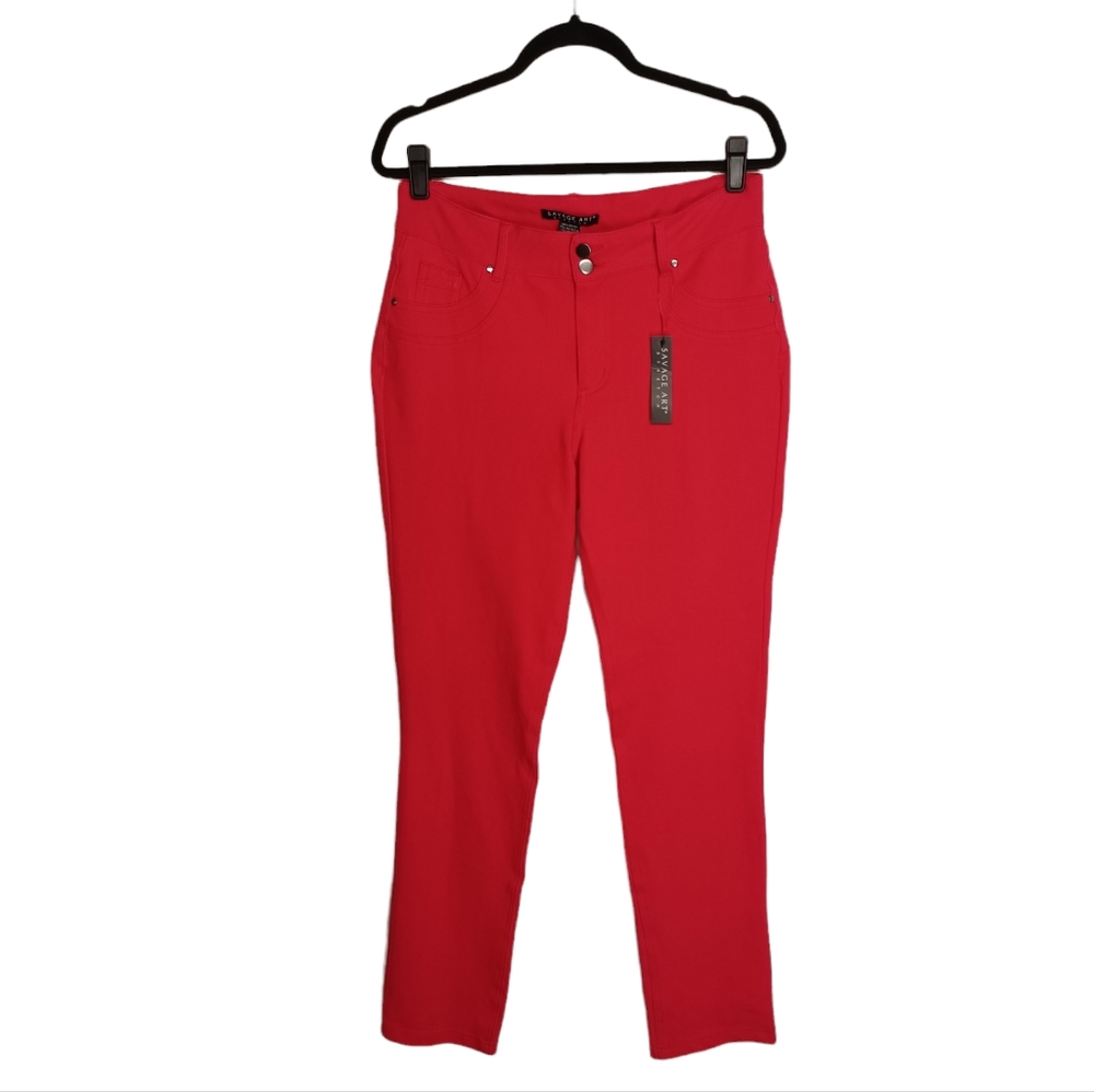 SAVAGE ART STRETCH Crimson Red Skinny Fit Colored Jeggings XL NWT